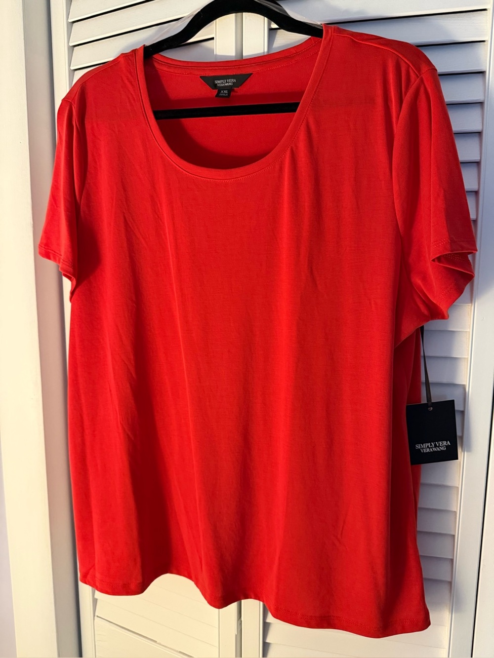 NWT XXL Simply Vera Vera Wang Women’s Red Scoop Neck Short Sleeve Top